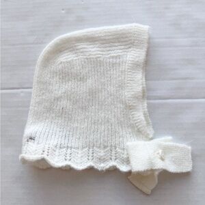 Zara Baby New Soft Knitted Baby Bonnet in Ivory White NWOT